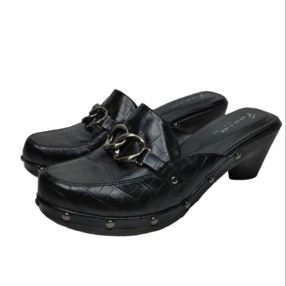 BareTraps Carmen Studded Heeled Mules Black size 8.5